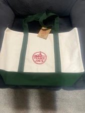 Trader Joe’s Canvas Tote Shopping Bag LARGE GREEN NEW with TAG 24 HRS. SHIPPING