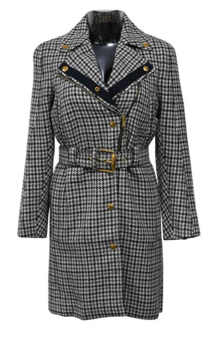 GUCCI Grey/Black Houndstooth 100% Wool Trench, IT40/US4