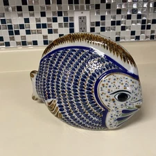 Tonala Pottery Folk Art Large Fish Pottery Figurine 11” Colorful Blue Decor