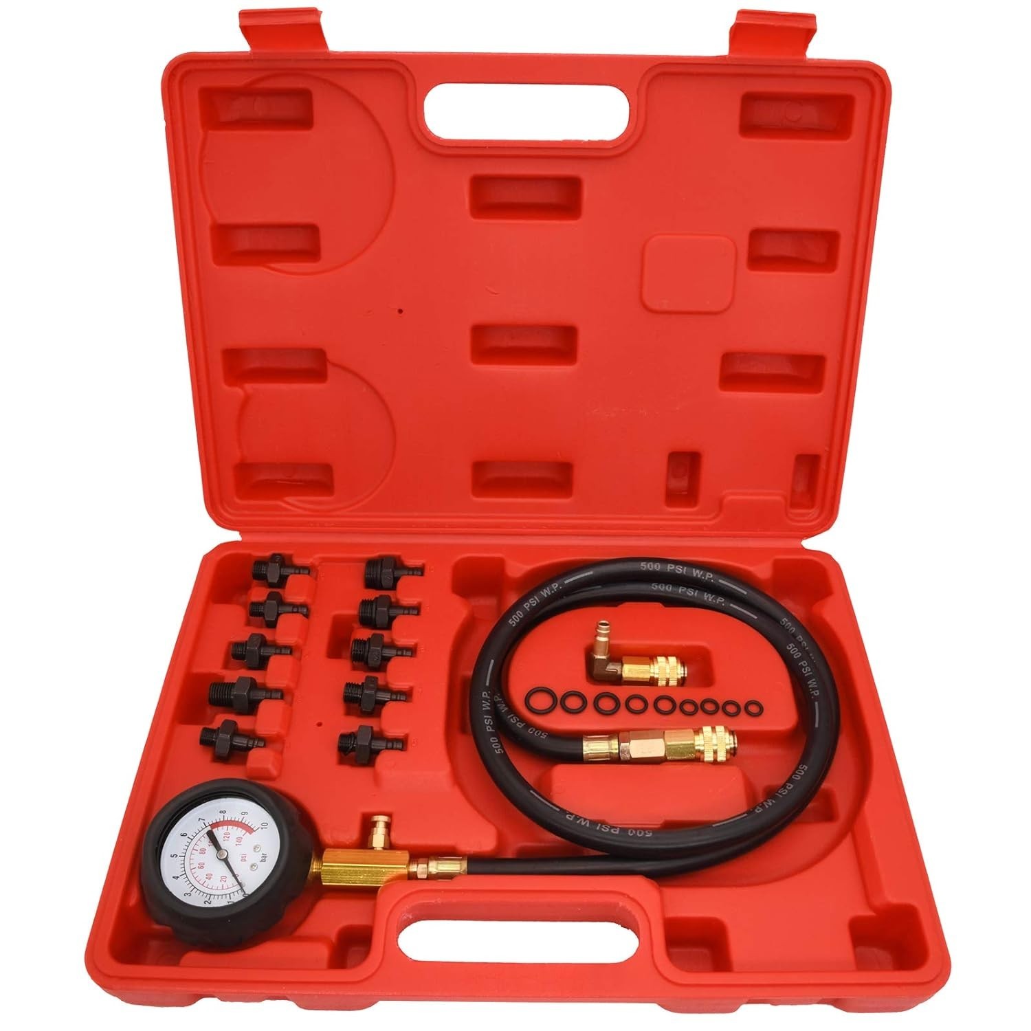 0-140 PSI Oil Pressure Tester Kit with 10 Adapters - Great for Vehicles