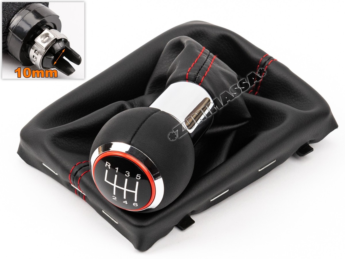 Audi A4 B8 DoLED, Pomello Del Cambio, Telaio Cromato, Cucitura Rossa, 5 Marce, Per Aste Del Cambio Da 23 Mm, Compatibile Con Golf 4 Bora Pomello Cambio Led Rosso - Foto 8