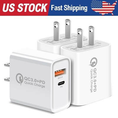 MESMART 2-Port USB A+C Fast Wall Charger Block For All Cell Phone Universal Lot