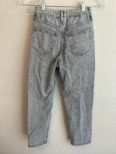 Girls Gap Mom Jeans Distressed Light Gray Wash Adjustable Waist Size 10 - Picture 6 of 6