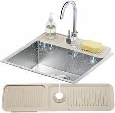 24 Silicone Faucet Mat For Kitchen Sink, Sink 24" x 5.7", Beige