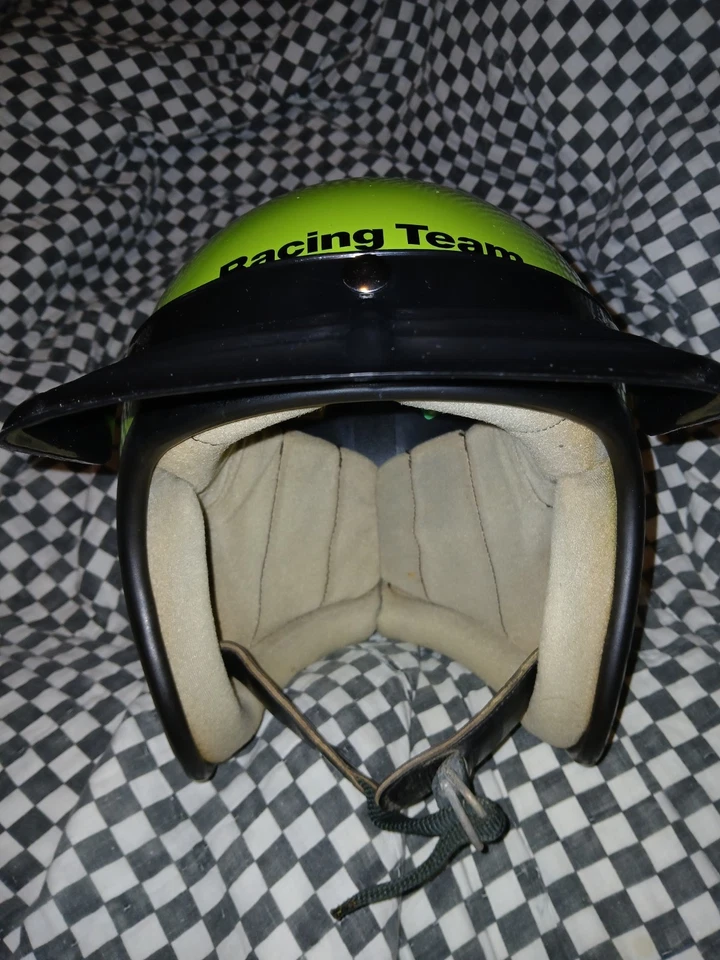 Capacete vintage Bell SUPER MAGNUM 70 Snell 7-1/4 viseira de corrida KAWASAKI - Imagem 3 de 4