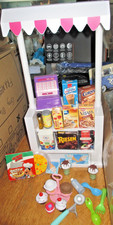 Food  Market Stall Stand & Ice Cream Stall for 18" Doll & Accs & Cash Register