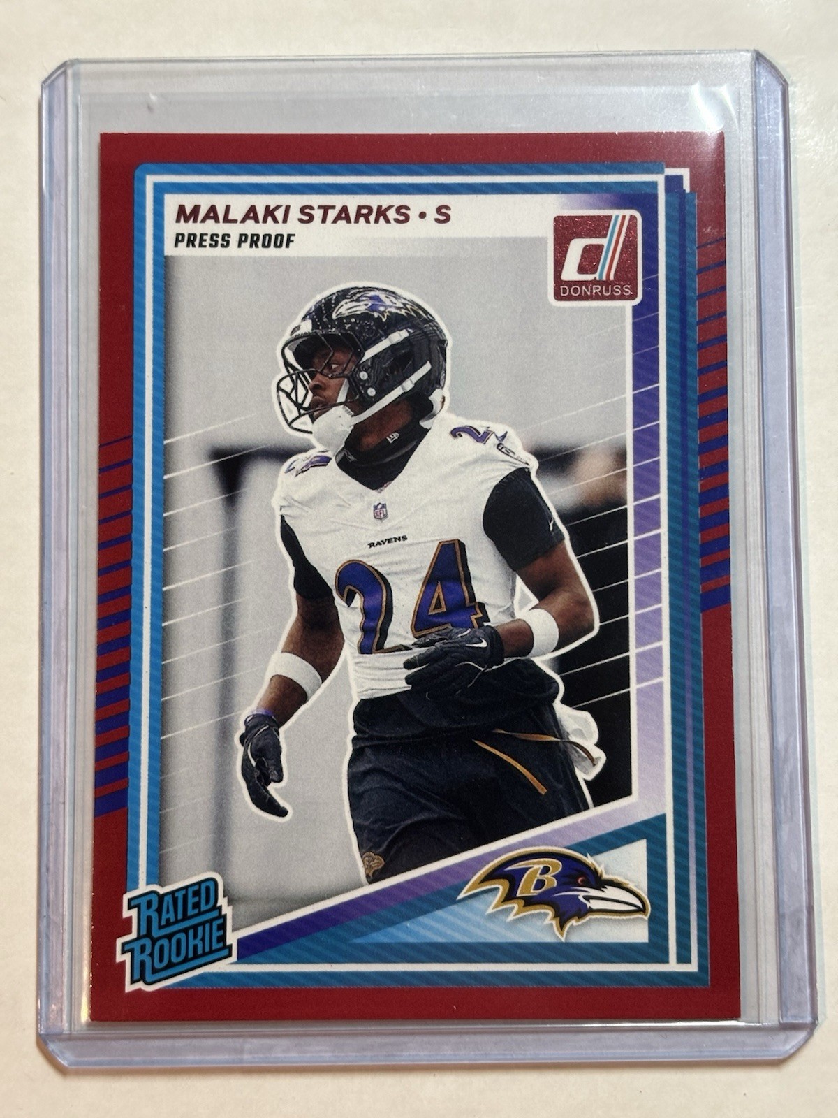 2025 Donruss Malaki Starks Rated Rookie Press Proof Red #346 Baltimore Ravens