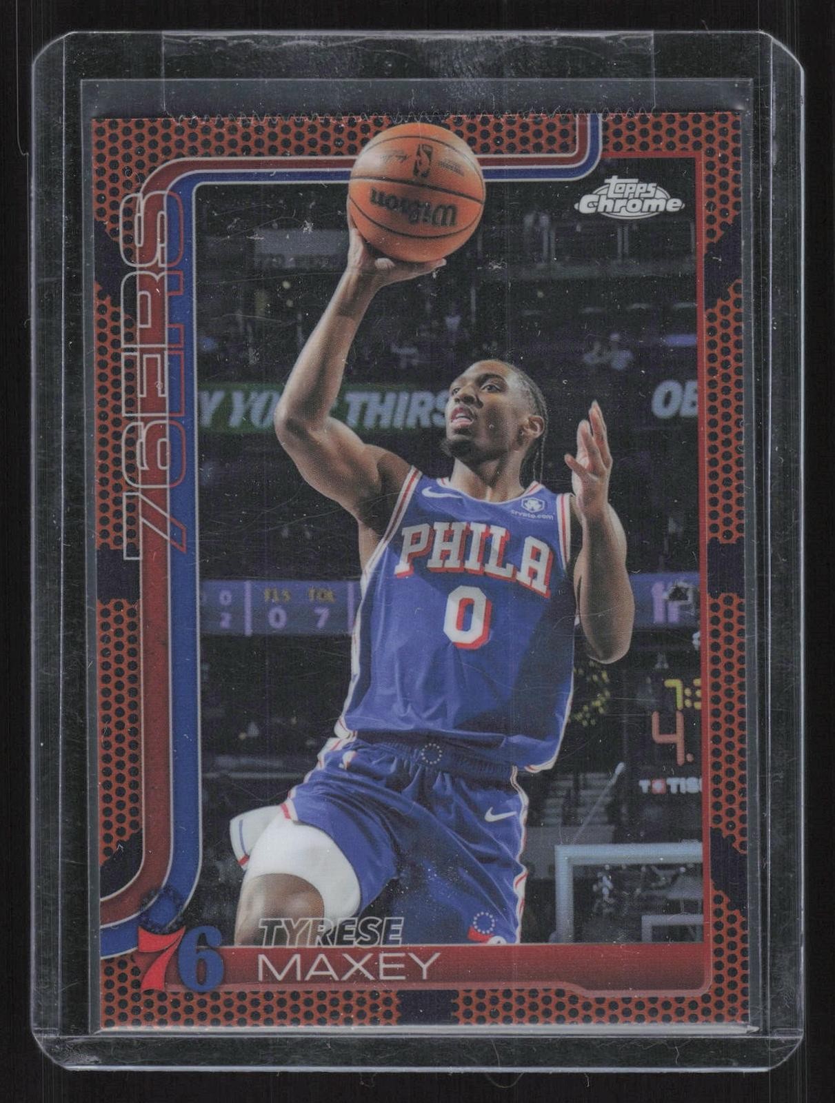 2025-26 Topps Chrome #185 Tyrese Maxey Basketball RefractorCard