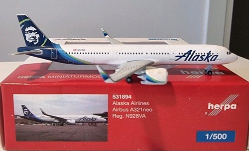 HERPA WINGS 1:500 Alaska Airlines Airbus A321 neo N928VA 531894 - Imagen 9 de 9