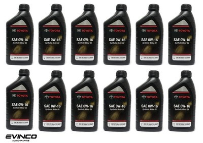 Toyota Lexus Genuine 0W16 Motor Oil case of 12 Quarts 00279-16QTE Oil Change OEM