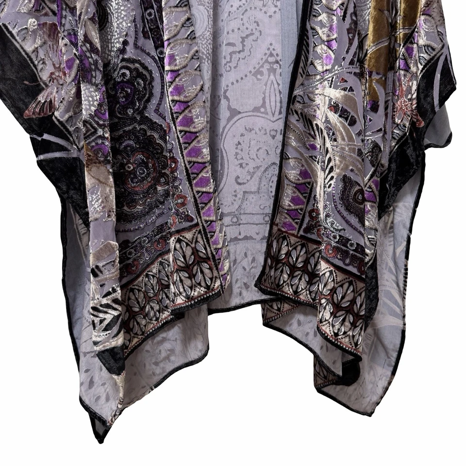 Top Kimono Chicos Terciopelo Burnout Frente Abierto Talla Única OS Púrpura Hada Caprichoso Foto 4 de 4