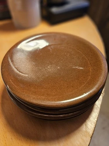 Vintage Frankoma Pottery Gracetone Set of 6 Bread Plates 4E Brown Satin (4 Good