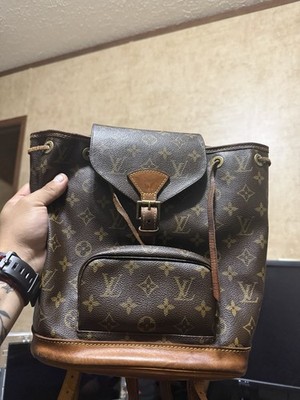 Louis Vuitton Monogram Brown Backpack Gold Hardware Zipper Buckle Accents