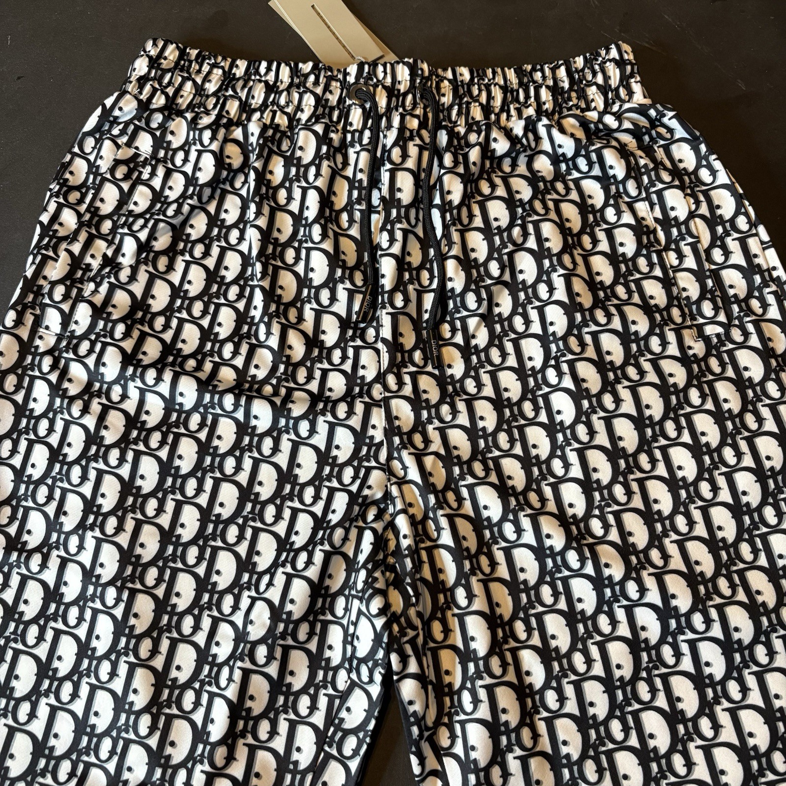Dior Logo Print Drawstring Black White Men's Shorts XL