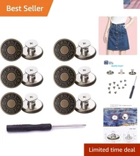 Instant Fit Adjustment Brass Jeans Buttons - 12 Pcs Nailless Replacement Kit