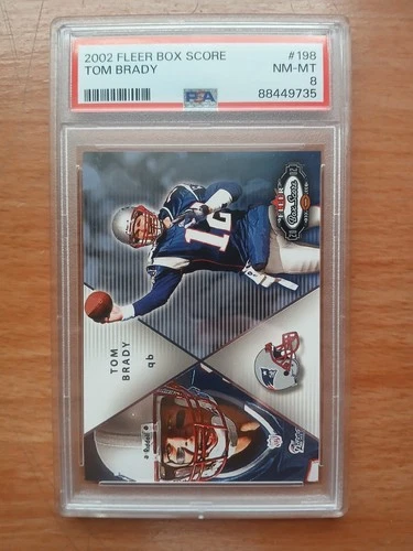 2002 Fleer Box Score Tom Brady #198 New England Patriots NM-MT PSA 8