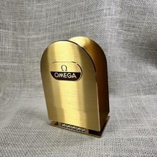 Vintage OMEGA Swiss Made Gold Tone Metal Watch Dealer Display Stand Advertising