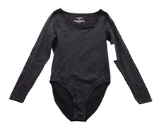 Ingrid  Isabel Women S Bodysuit Black Nylon Square Neck Long Sleeve Maternity