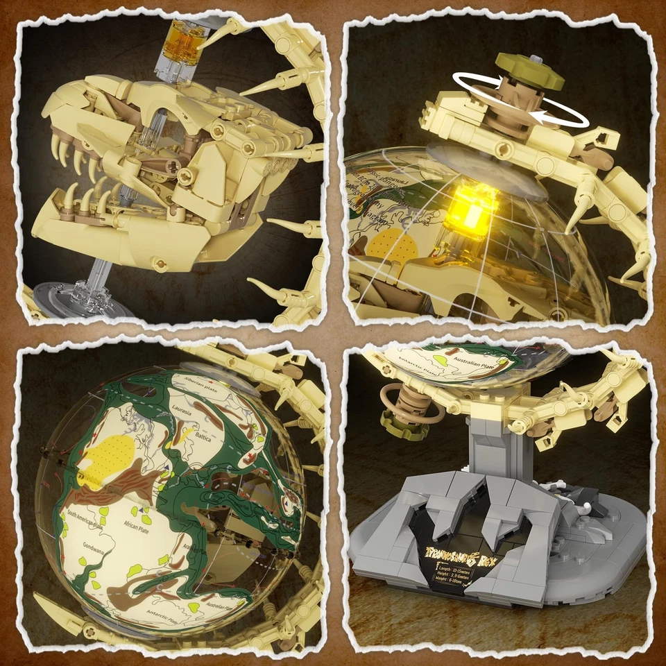 Dinosaur Skull Fossils Globe Building Set,360° Rotatable Globe Display Model ... - Image 3 of 4
