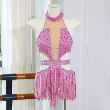 Handmade Pink Ballet Tutu Crystal Rhinestone Stage Competition Costume