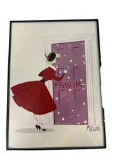 McBiff Framed Morbid Christmas Tiki Cards REDRUM MCM Atomic Lady  5 x 7