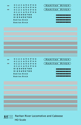K4 HO Scale Decals Raritan River Diesel Locomotive and Caboose Black and Gray