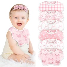 Yearntown 6 Pack Baby Muslin Bibs for Girls Boys Adjustable 100 Cotton Soft ...