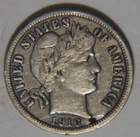 1916 P Barber Dime 10C Cents Coin Silver, F/VF!
