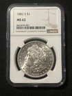 1882 Morgan Silver Dollar $1 MS 62 NGC San Francisco Business Strike