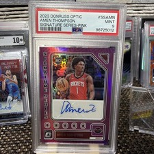 2023 DONRUSS OPTIC SIGNATURE SERIES /25 PINK #SSAMN AMEN THOMPSON PSA 9 AUTO /25
