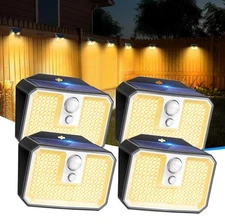 168 LED Solar Power Wall Lights Outdoor Garden Yard Motion Sensor Security Lamp