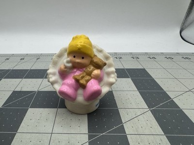 Fisher Price Little People Infant Baby Girl Pink Teddy Bear Pacifier Happy Home
