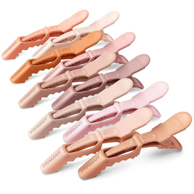 FRAMAR Neutral Alligator Clips for Hair Styling 10 Pack   Professional Alligator