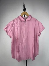 Retro 90s Benetton Pink Satin Blouse With Peter Pan Collar Women’s S Size