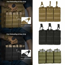 Tactical Molle Triple Magazine Pouch Nylon Open Top 5.56 .223 Rifle Mag Holder