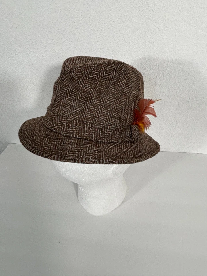 Sombrero Fedora De Colección Botánica 500 Para Hombres Tweed Pequeño S Lana Marrón Espiga Foto 2 de 4