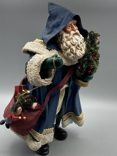 Figura de Papá Noel Midwest Importers tela almidonada capa azul 10,5" de alto - Imagen 2 de 11