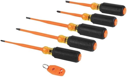 KLEIN TOOLS 33736INS Insulated Screwdriver Set 1000V Slim Tip Driver 6 Piece - Picture 2 of 12