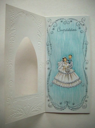 60's Couple embossed Wedding Anniversary vintage greeting card *J10 - Picture 2 of 4