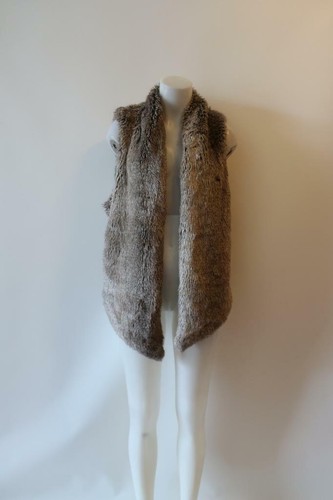 WOMENS TART COLLECTIONS TAUPE BEIGE FAUX FUR NO CLOSE VEST SZ LARGE * - Picture 5 of 8