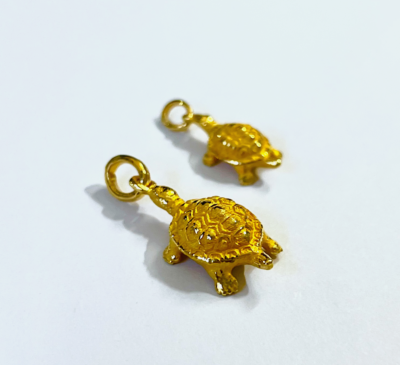 24K Solid Yellow Gold Korean Don Turtle Pendant for Baby Birthday