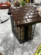 More Birds Double Suet Cage Bird Feeder with Metal Roof Fruit and Suet Feeder