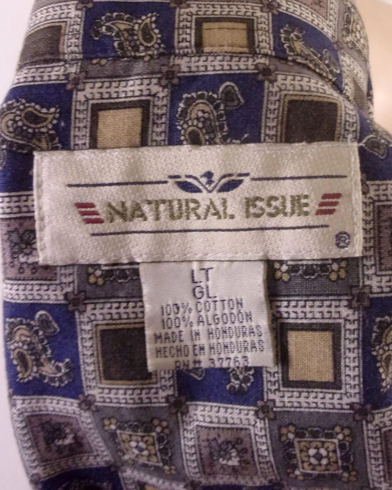 vintage 80s 90s does the 50s Natural Issue OCBD Shirt Button Paisley Lounge LT - Image 4 of 4