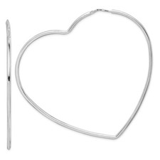 925 Sterling Silver 2mm Heart Hoop Earrings 8.17gram for Womens L-71.5mm W-76mm