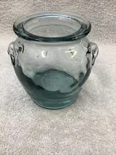 VASE HEAVY ART GLASS GREEN TINT 4.5 X 3.5 IN