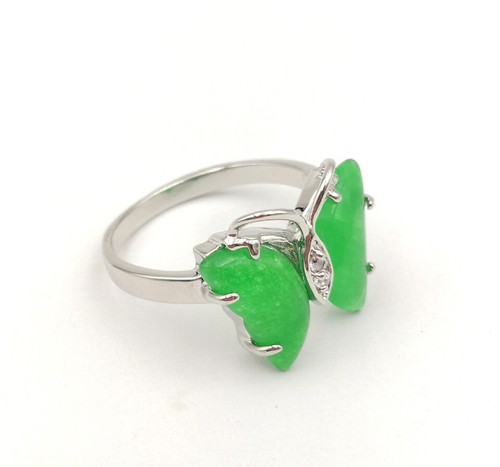 Anello farfalla zirconi giada verde ghiaccio originale 18 kgp misura: 6,7,8,9 - Foto 9 di 14