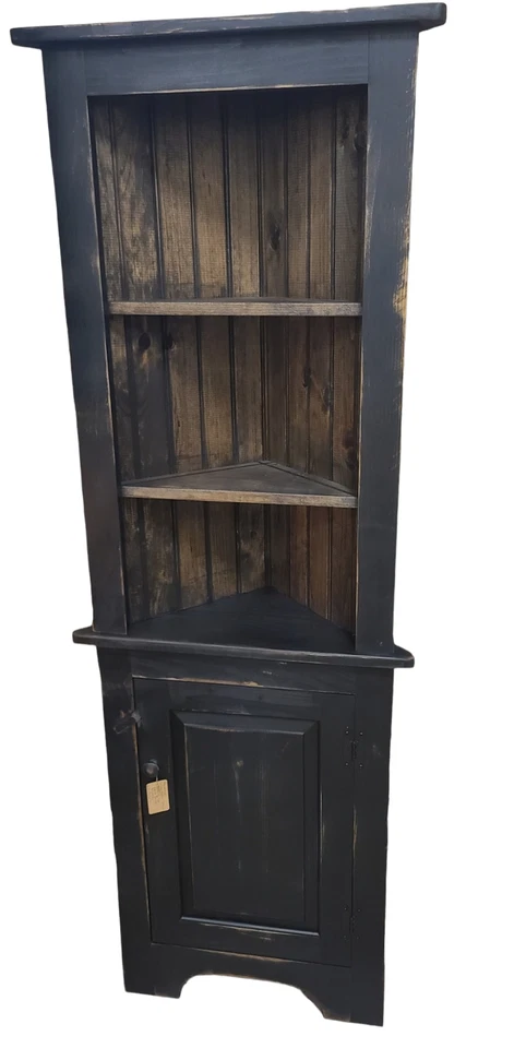 Cobertizo de esquina rústico hecho a mano, pequeño gabinete de madera, estante de exhibición de granja Foto 4 de 4