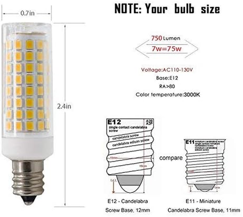 E12 LED Light Bulb, Dimmable E12 Candelabra Base Light Bulbs, 70-75W Equivalent - Picture 2 of 12