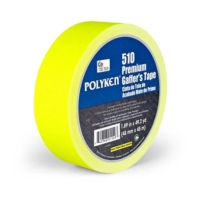 BERRY PLASTIC Polyken 510N Premium Gaffer's Tape Neon Yellow 2"x50 yds. (48mm x 45m)