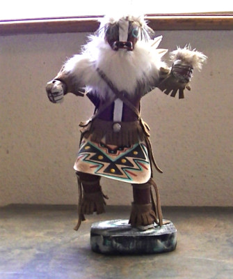 Vintage Naturmaterial Dachs Kachina Puppe 10'' groß keine Signatur Teile fehlen